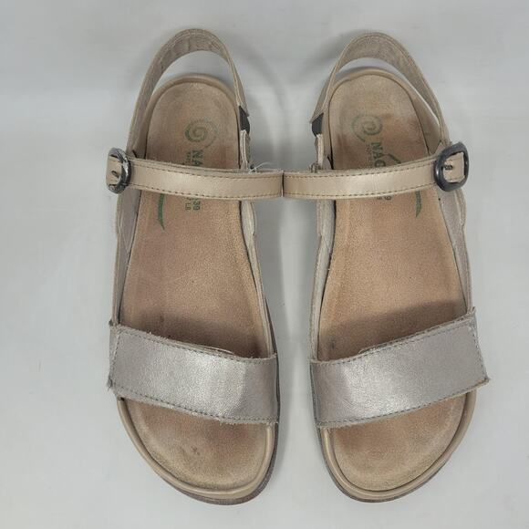 Naot Sandals EU39 US8 Metallic Beige Strap Buckle Comfort Cushioned - Picture 5 of 11